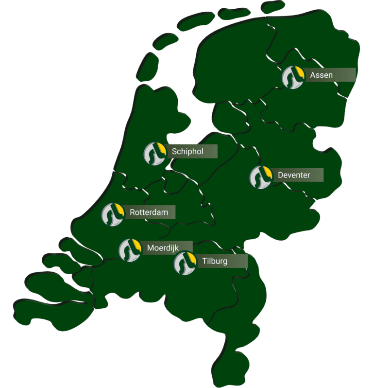 Kaart Nederland vestigingen Sluyter Logistics